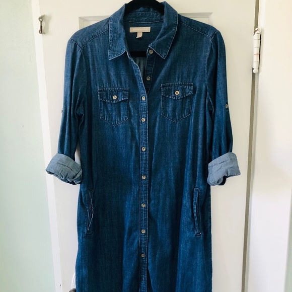 banana republic chambray shirt dress Women's Denim Pocketed Mini Dress Rinse Regular Size XXL